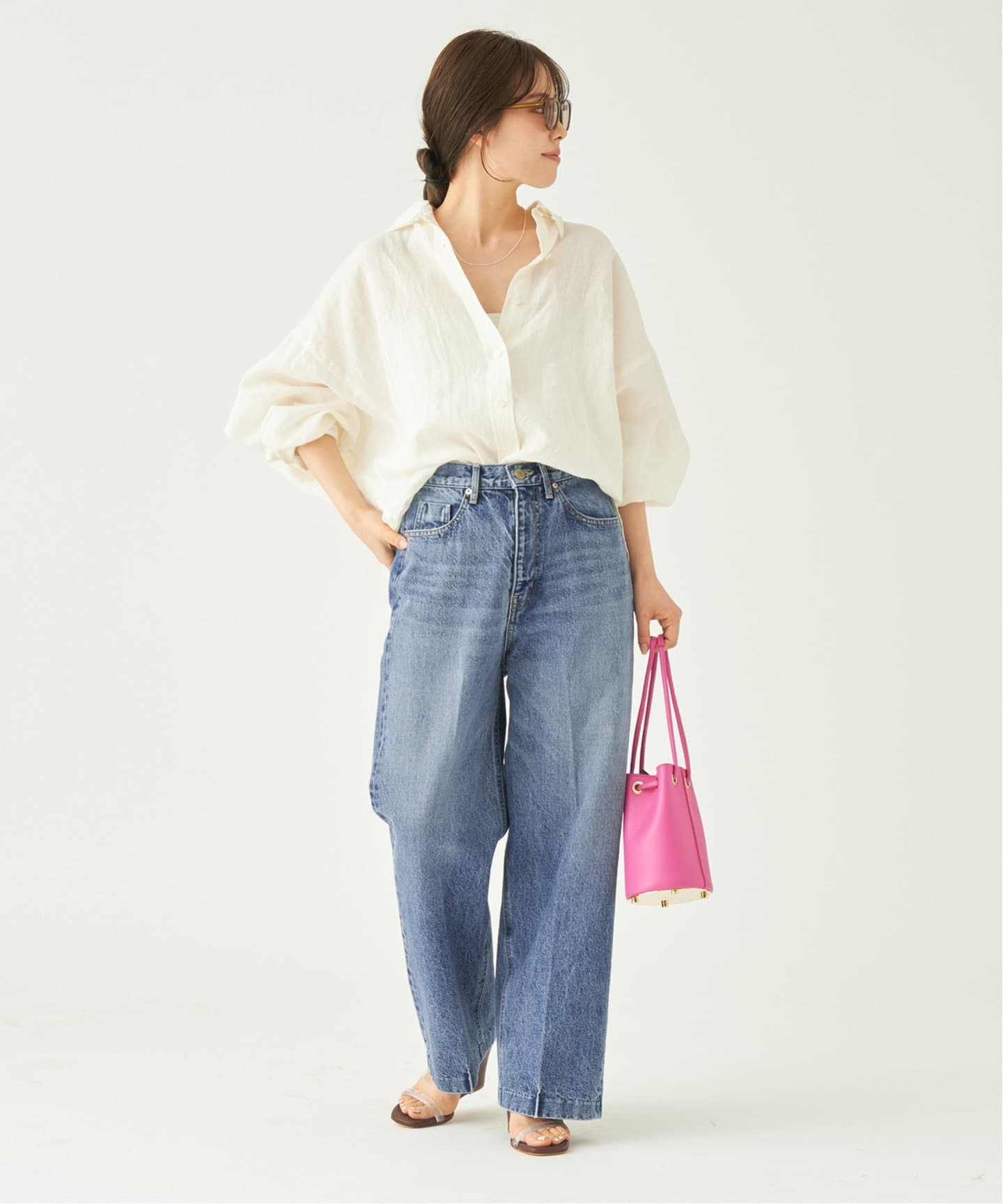 プラージュ　Linen Dolman シャツ　長袖　手洗い可能　サックスブルー プラージュLinen Dolman シャツ長袖手洗い可能サックスブルー