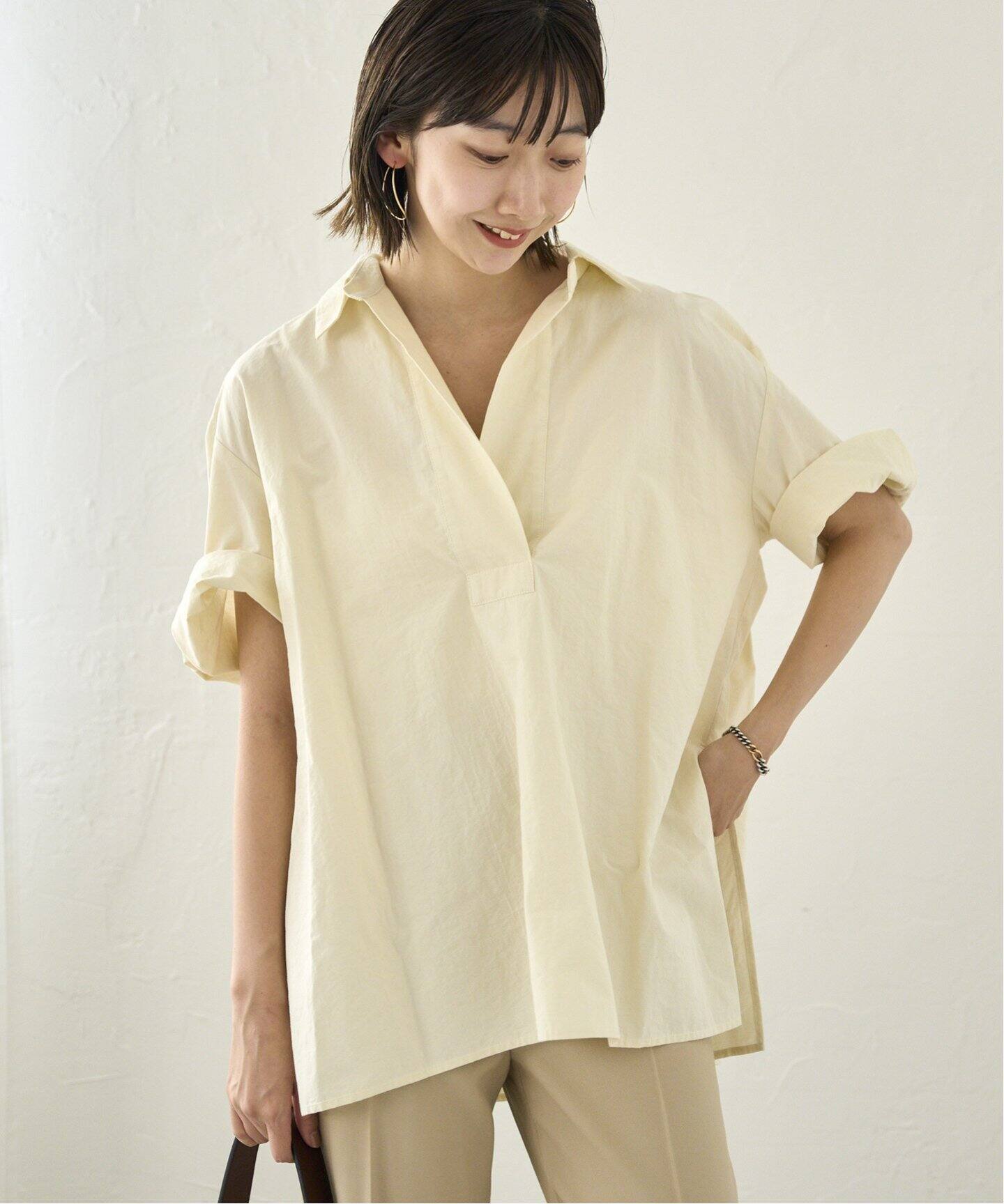 最終価格 R'IAM PLAGE 2023AW タフタボリュームシャツ ホワイト 最終価格 R'IAM PLAGE 2023AW タフタボリュームシャツ ホワイト