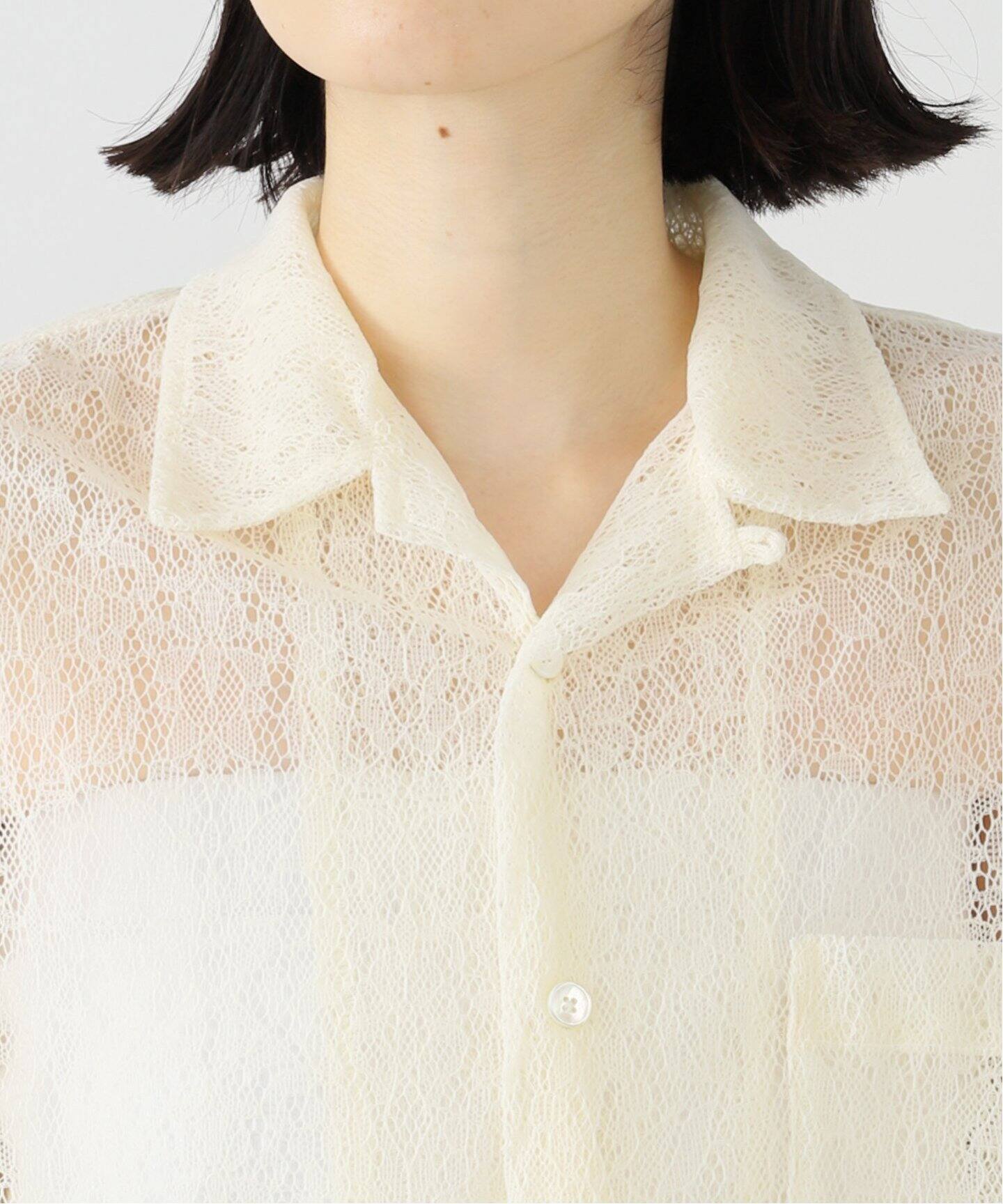 JANE SMITH/ジェーンスミス FLOCKY LACE OPEN COLLAR シャツ（シャツ 