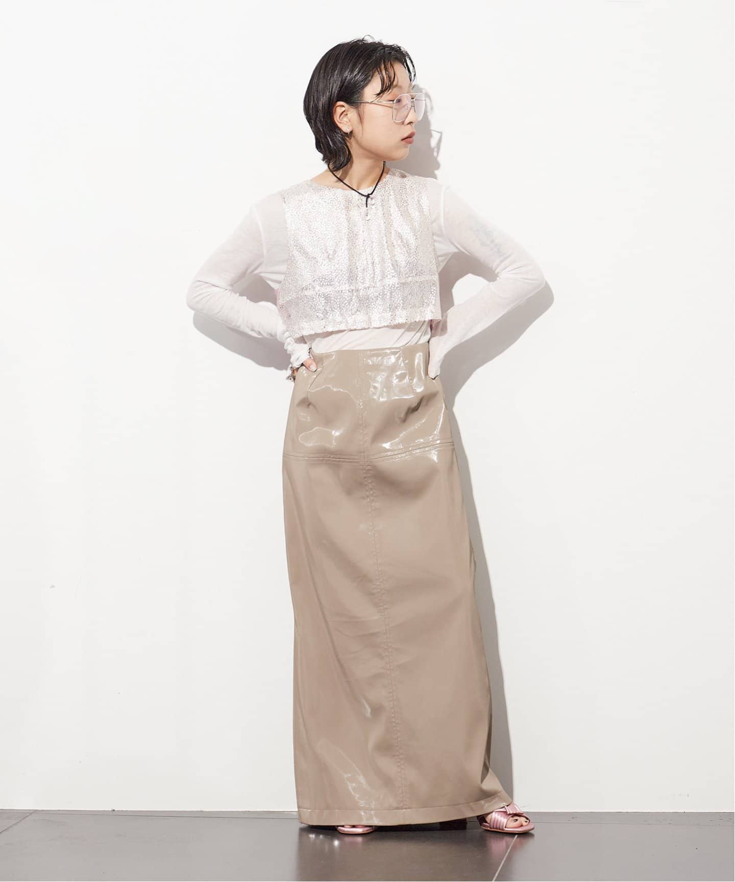 CHIKA KISADA/チカ キサダ】CROPPED TOP：ブラウス（シャツ