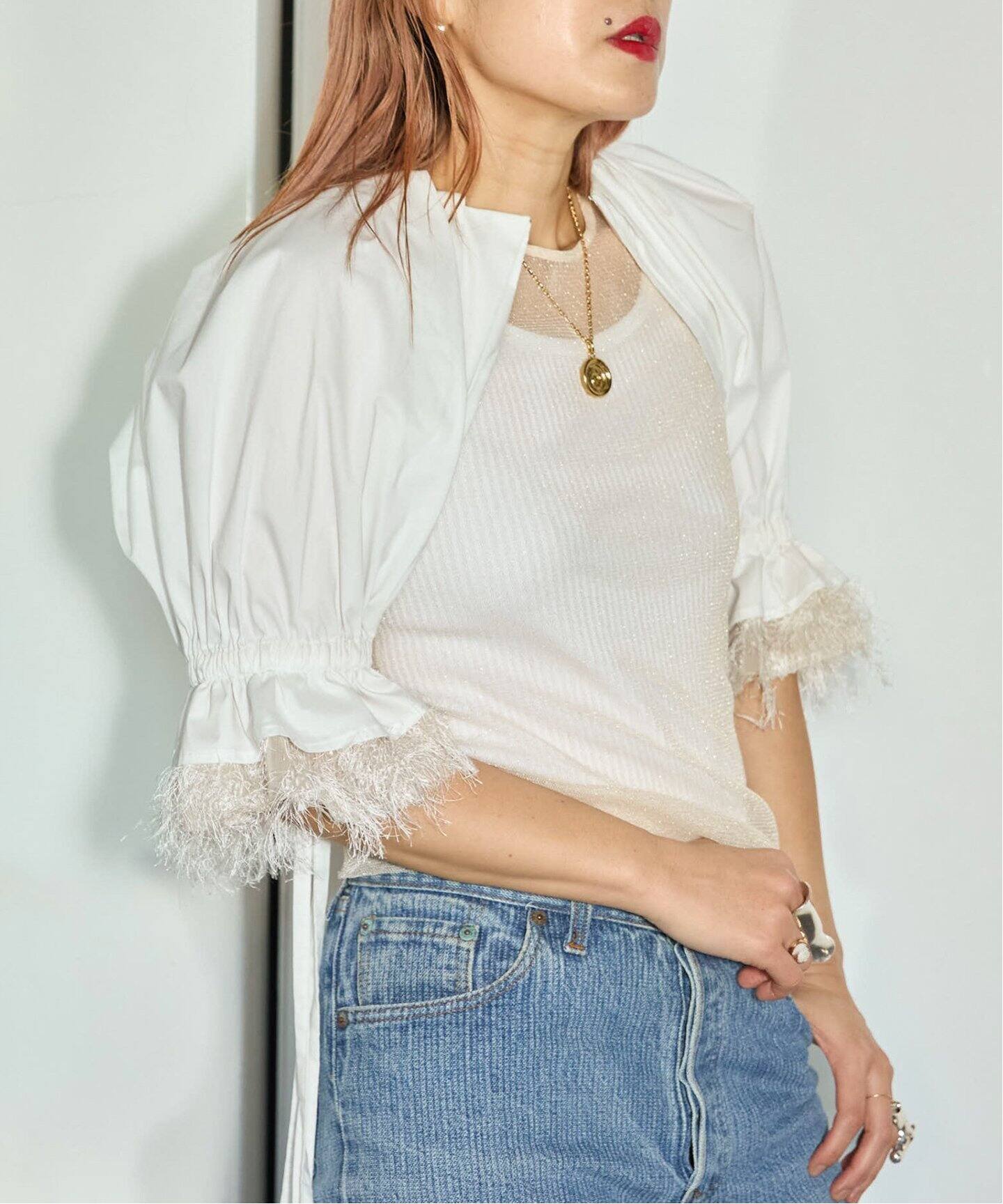 MIOSMOKEY FRINGE LAYERED BOLERO 別注 241ST00 8（シャツ  