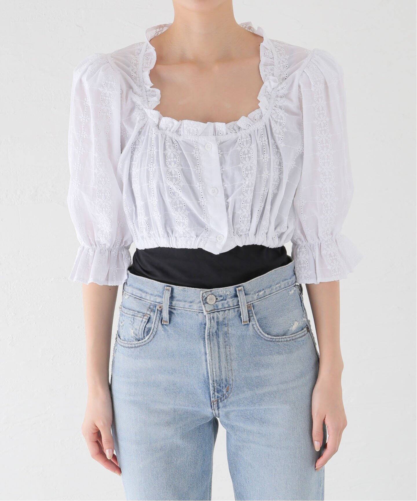TOIT VOLANT Alex Top TP-ALE-CTN-WHT：ブラウス（シャツ／ブラウス 