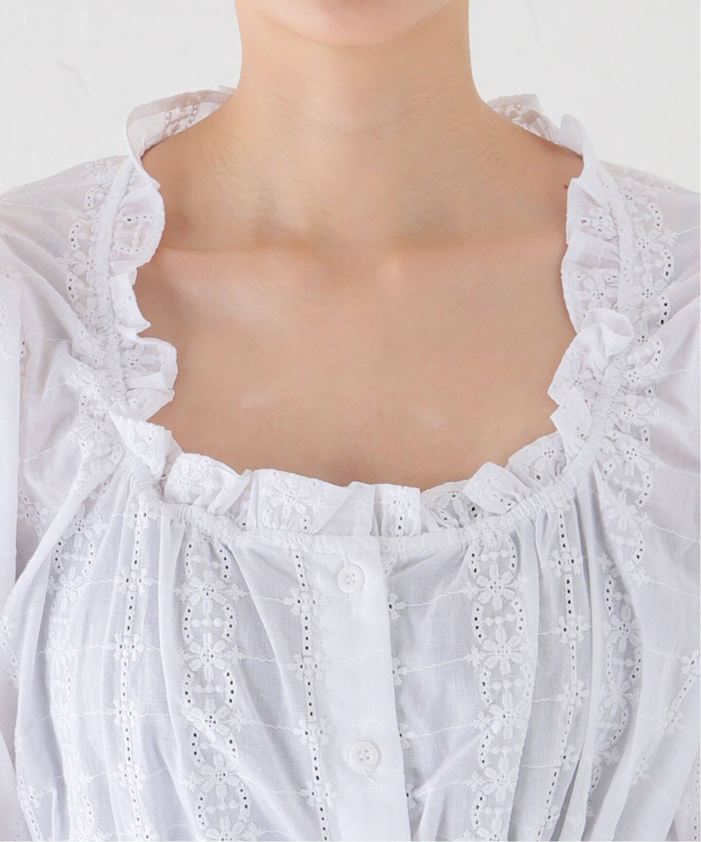 TOIT VOLANT Alex Top TP-ALE-CTN-WHT：ブラウス（シャツ／ブラウス 