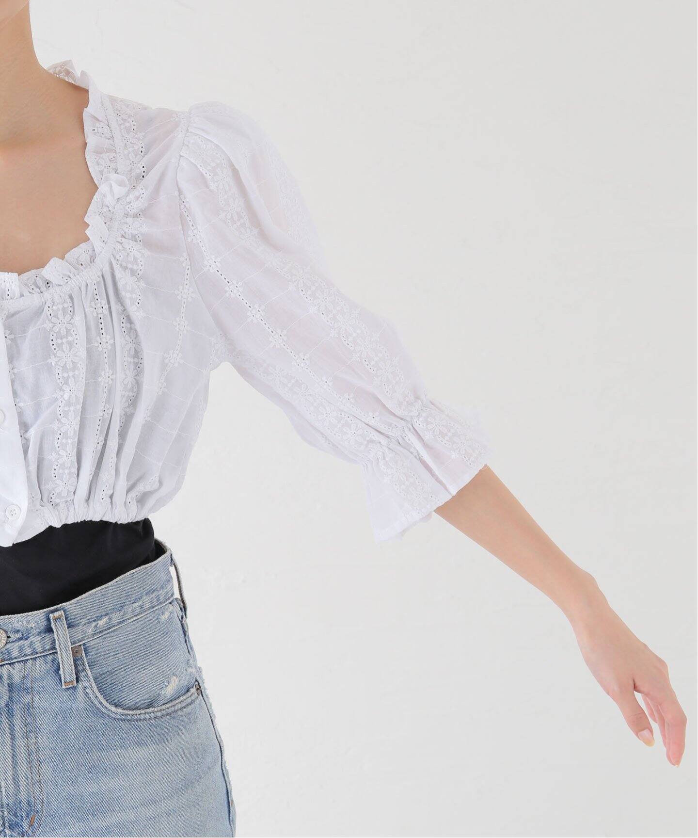 TOIT VOLANT Alex Top TP-ALE-CTN-WHT：ブラウス（シャツ／ブラウス 