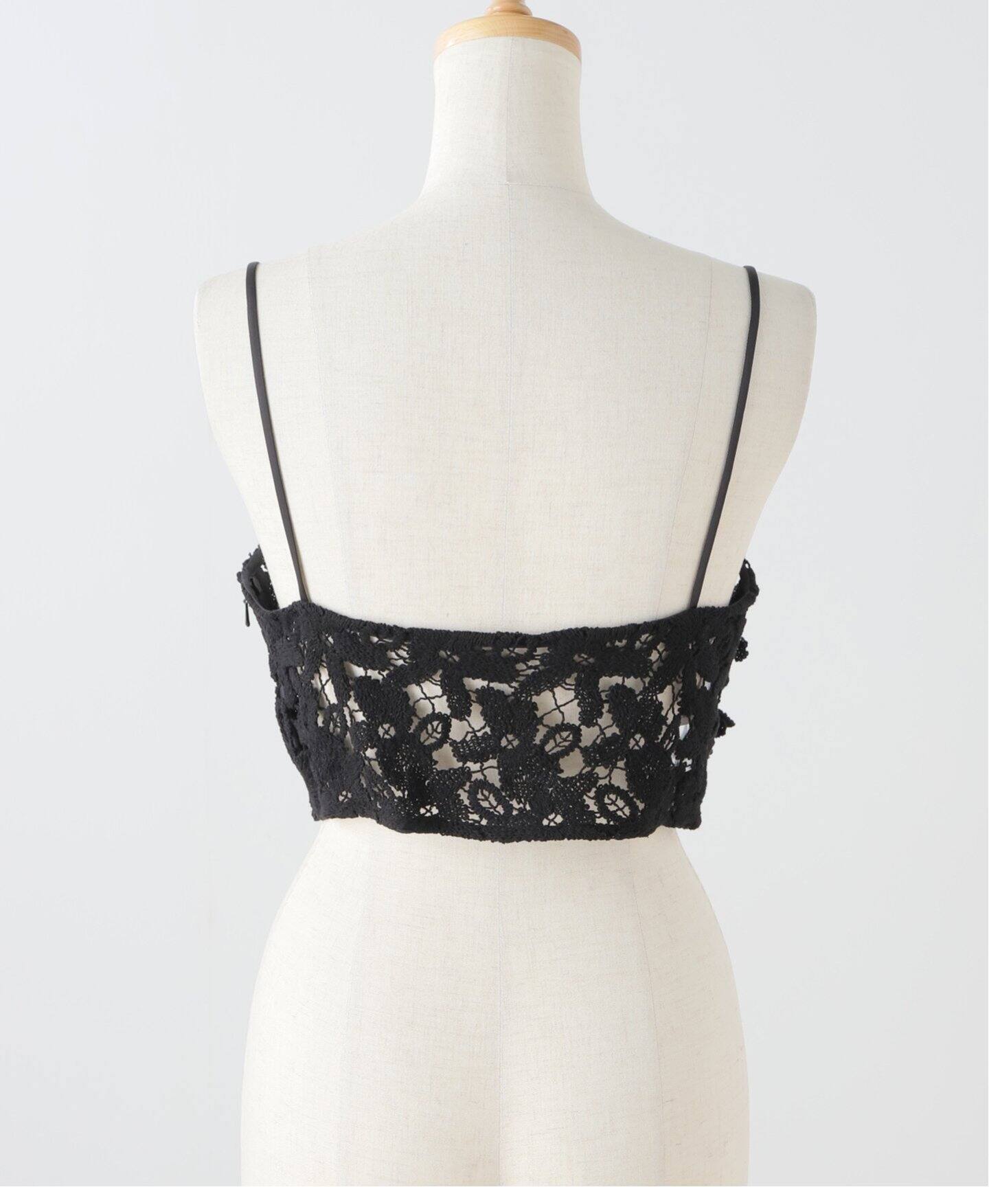 MARGE / Floral lace cropped レース ビスチェ 黒