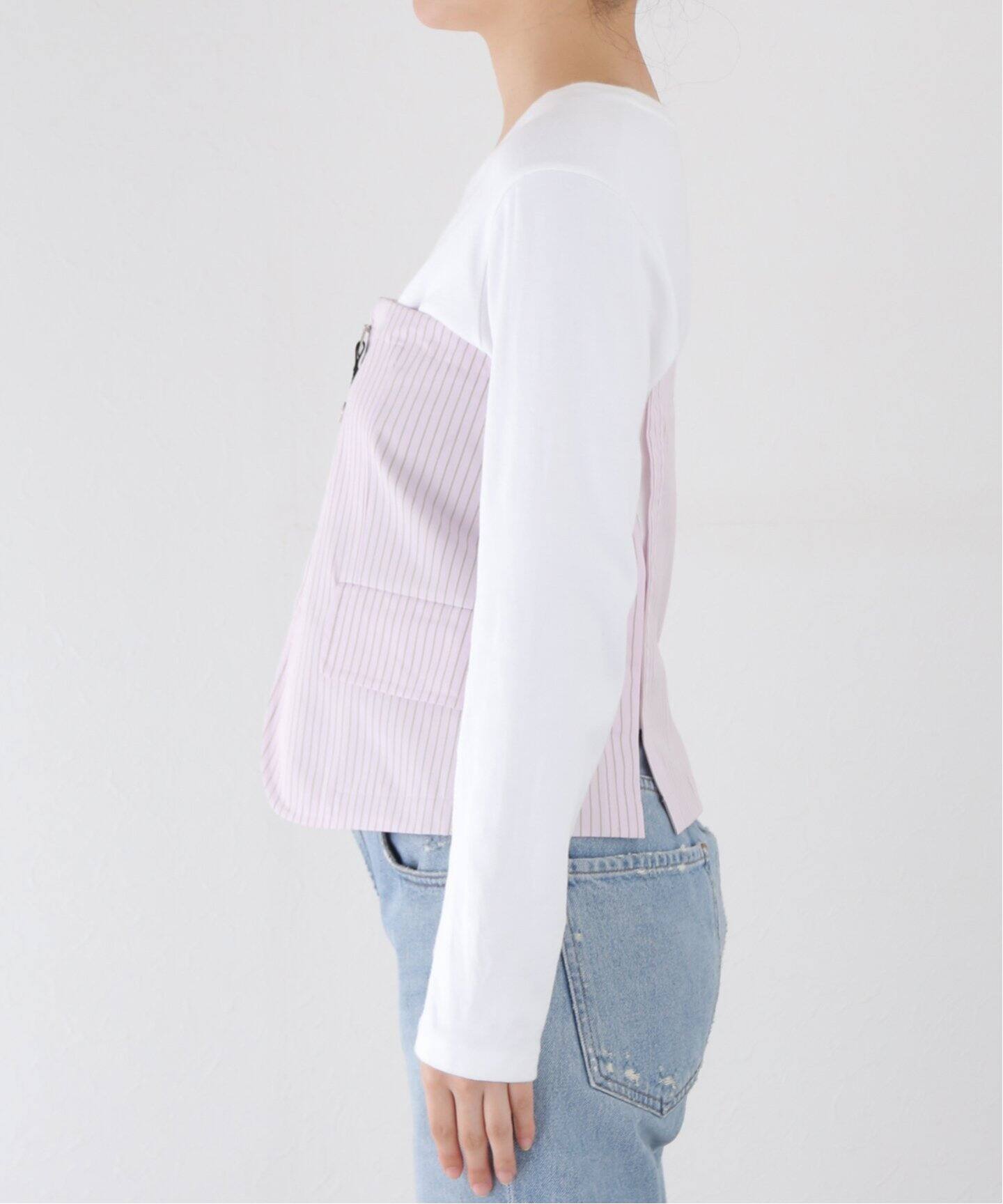 TOGA PULLA/トーガプルラ】Stripe cotton corset：ビスチェ（シャツ 
