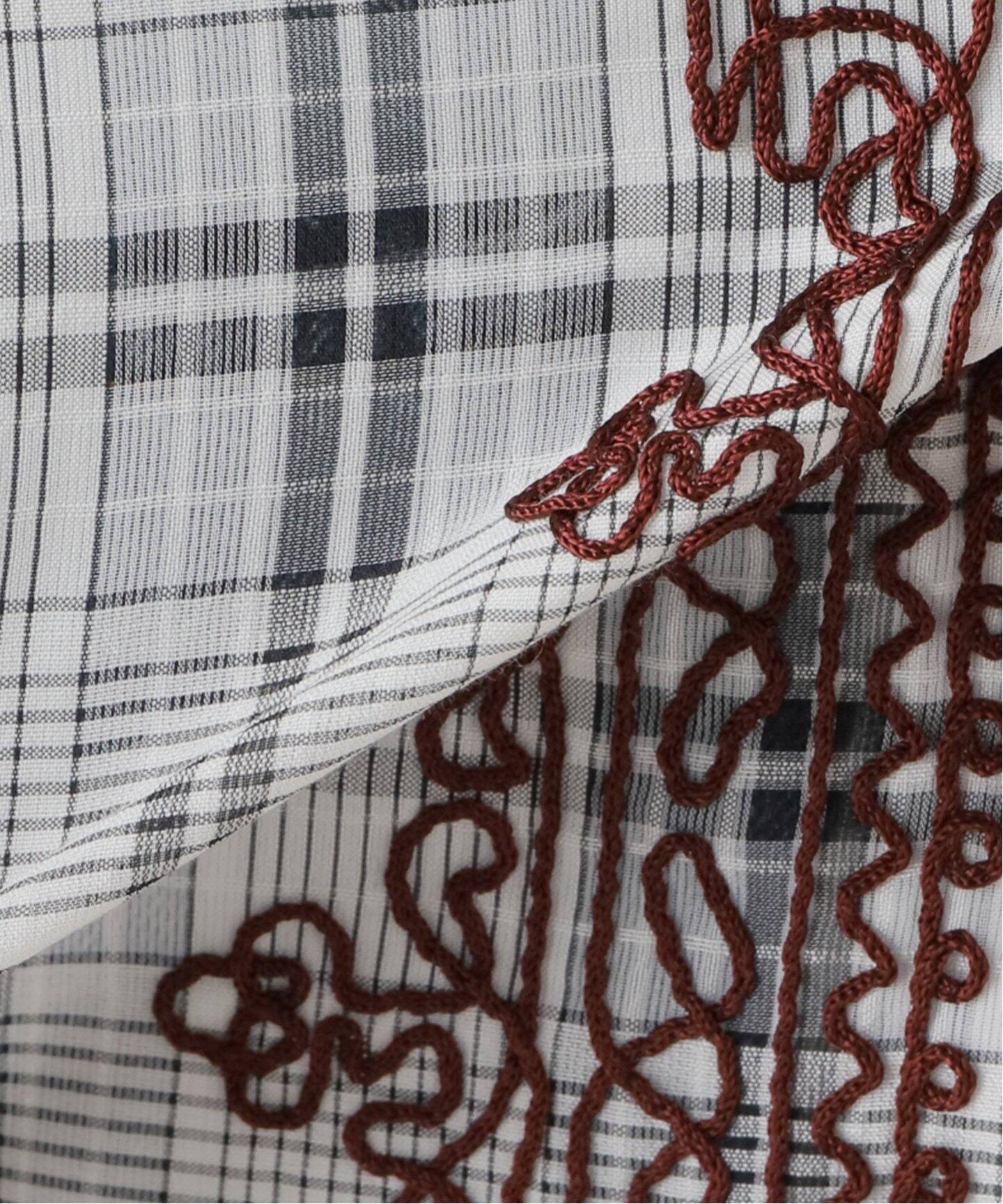 PONTI / ポンティ】Sheer Check Embroidered Shirt（シャツ／ブラウス 