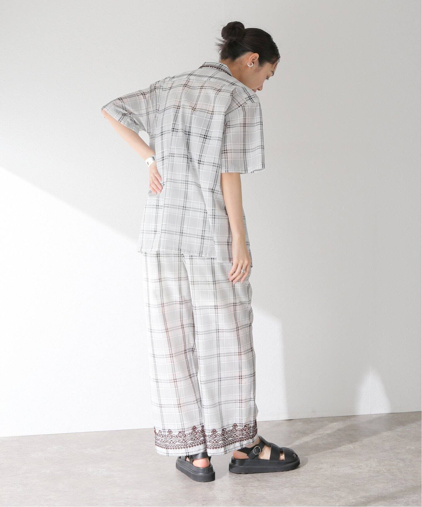 PONTI / ポンティ】Sheer Check Embroidered Shirt（シャツ／ブラウス 