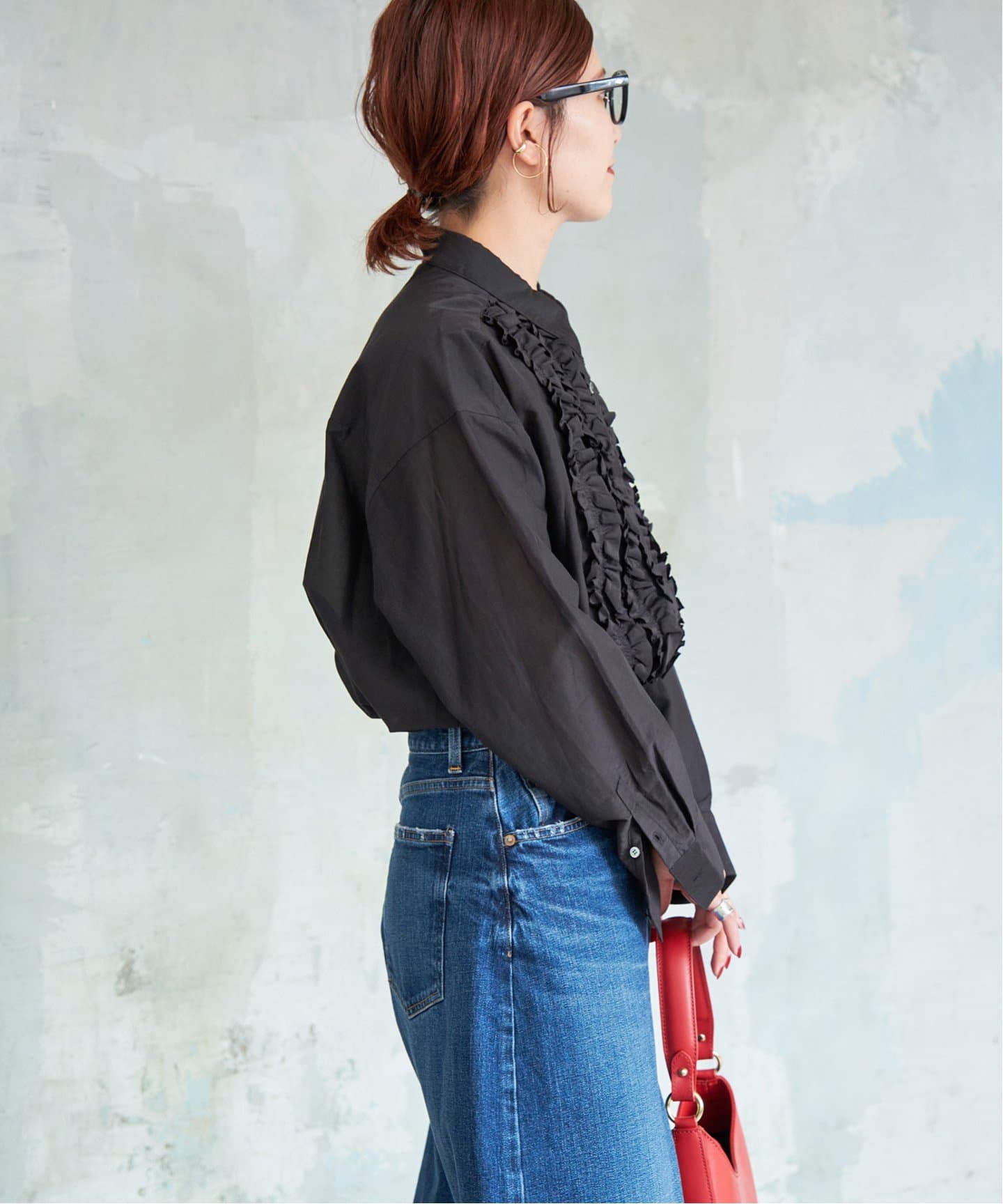 ≪追加≫コットンシルクフロントフリルブラウス（シャツ