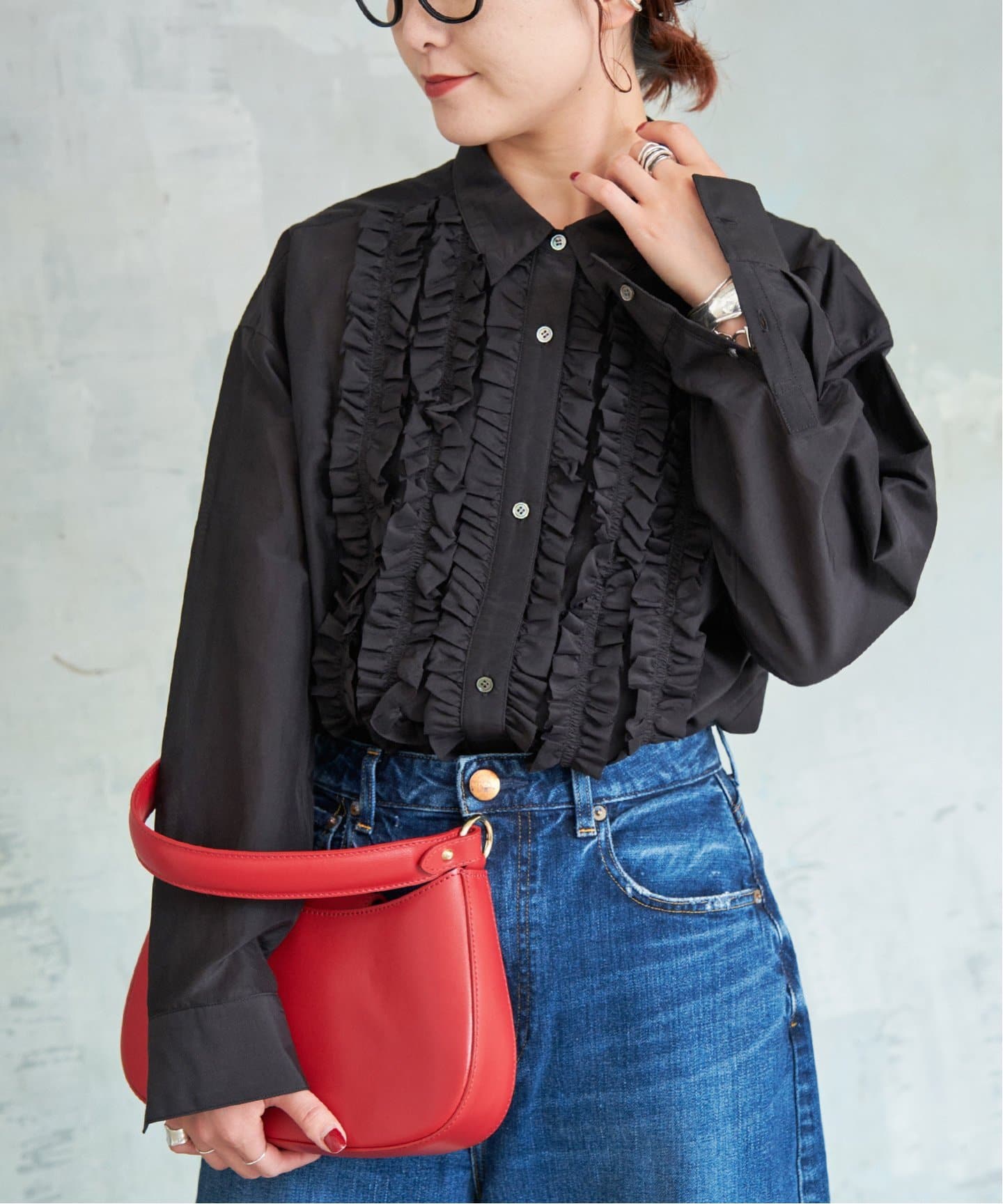 ≪追加≫コットンシルクフロントフリルブラウス（シャツ／ブラウス