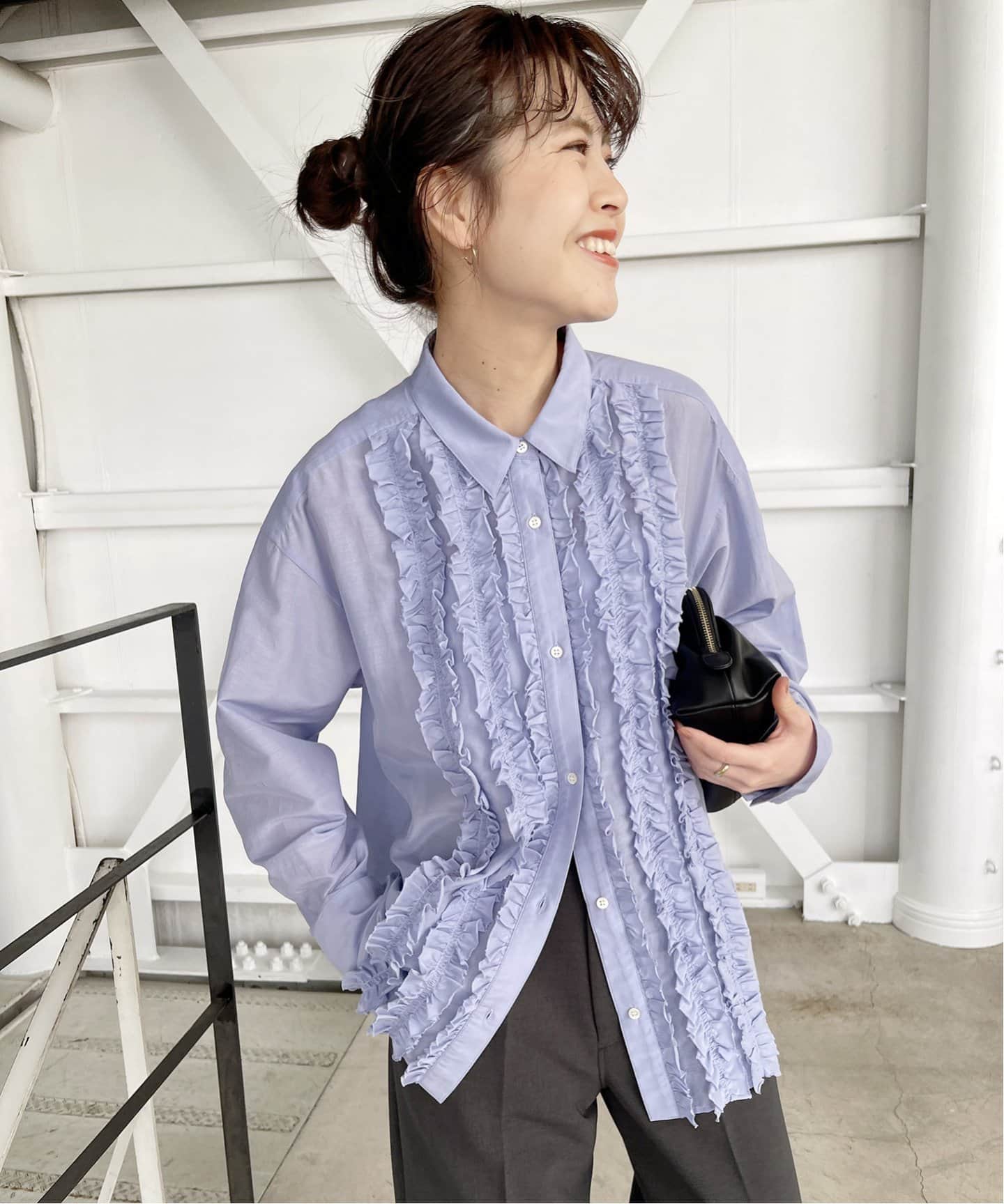 sara⭐︎Spick&Span コットンシルクフロントフリルブラウス ≪追加≫コットンシルクフロントフリルブラウス（シャツ