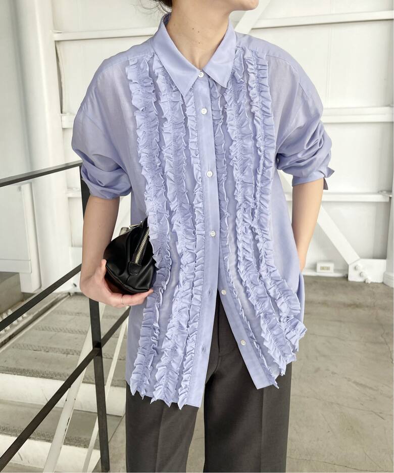 ≪追加≫コットンシルクフロントフリルブラウス（シャツ／ブラウス 