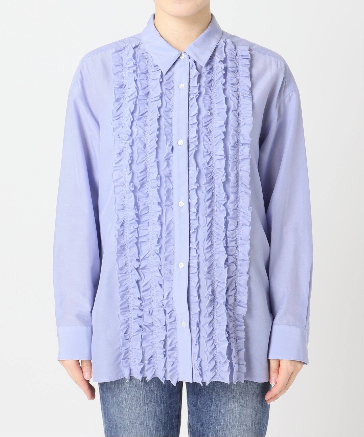 sara⭐︎Spick&Span コットンシルクフロントフリルブラウス Spick & Span（スピックアンドスパン）の「コットンシルク