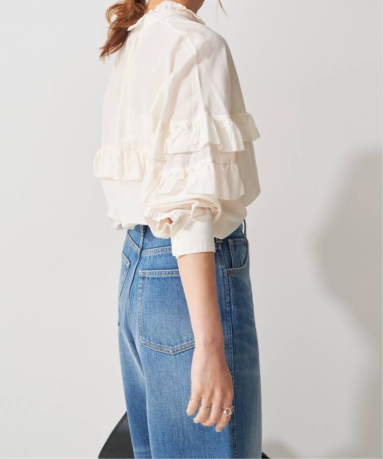 ≪追加2≫コットンシルクティアードフリルスリーブブラウス（シャツ 