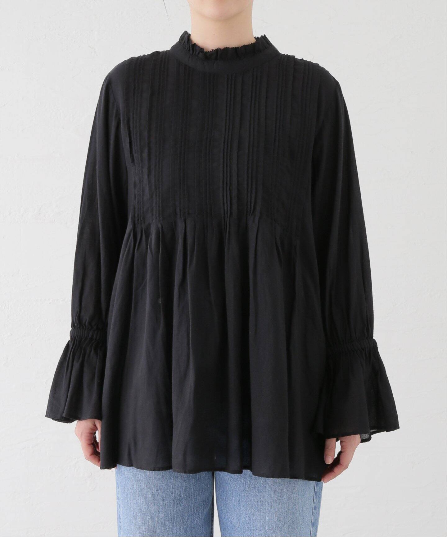 【新品タグ付き】25SS コットンピンタックブラウス BLACK 別注｜コットンピンタックブラウス（m.n）の商品詳細