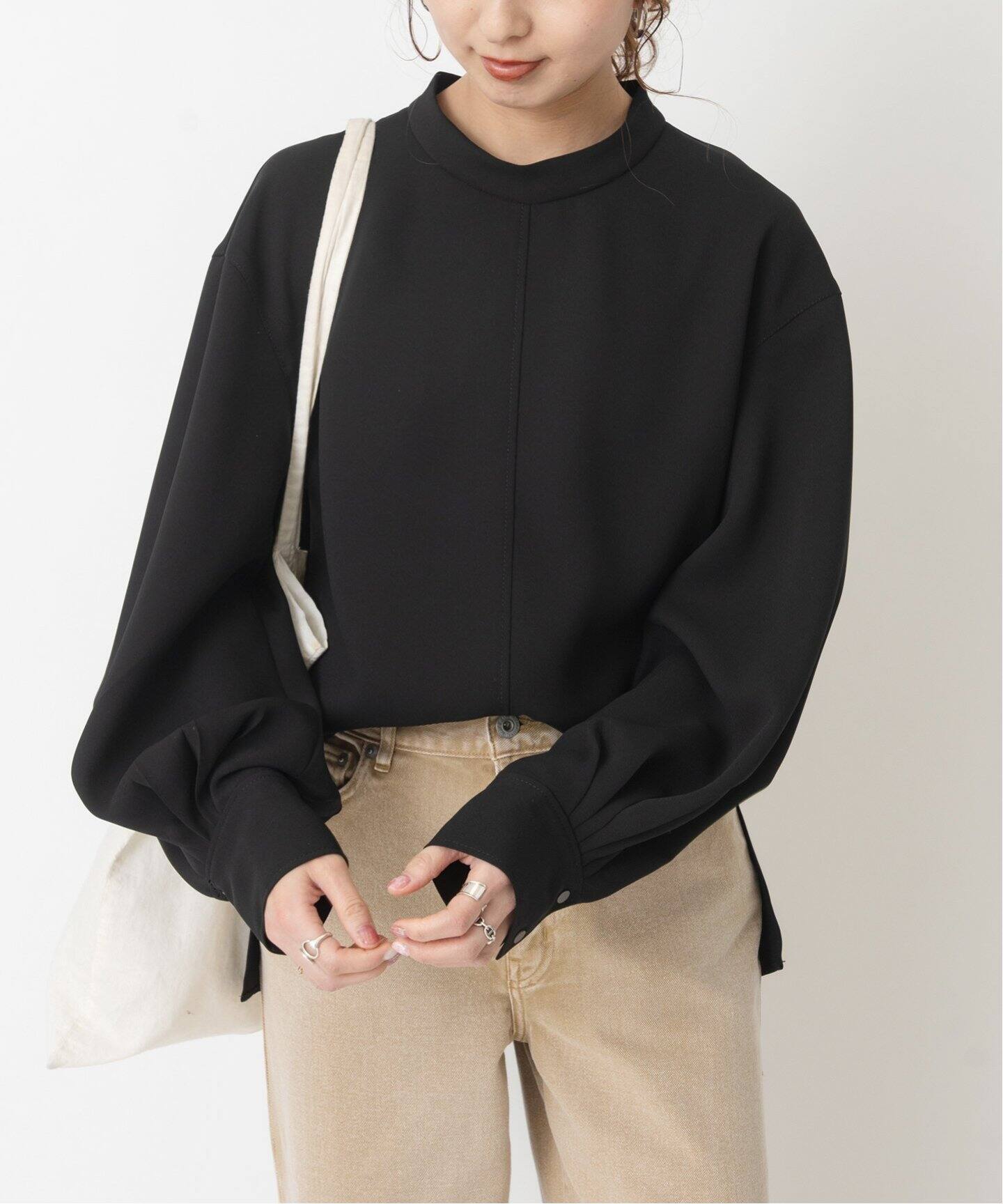 ドライドレープクロスハイネックブラウス（シャツ／ブラウス）｜Spick