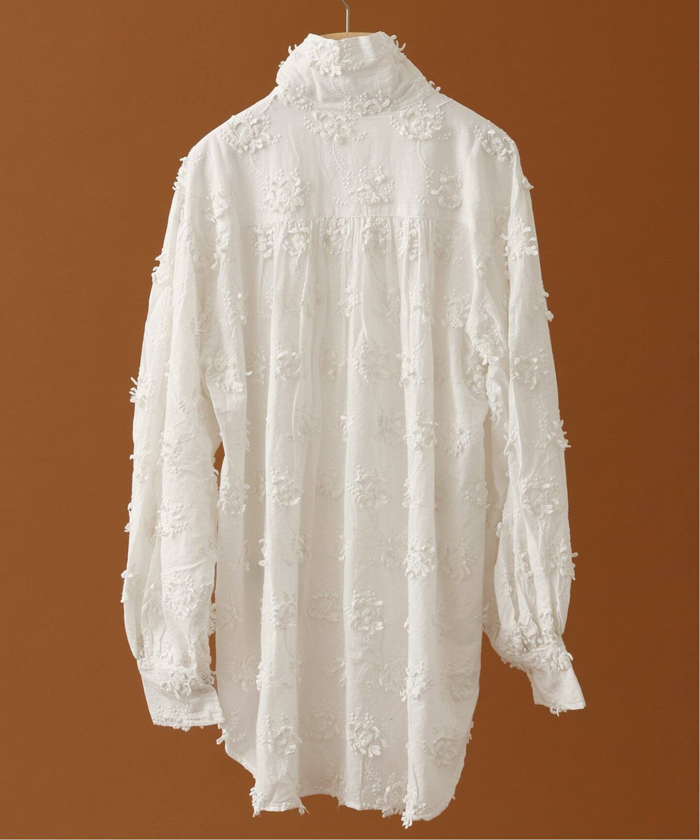 crinkle crinkle crinkle 別注 3D embroidery long open blouse  