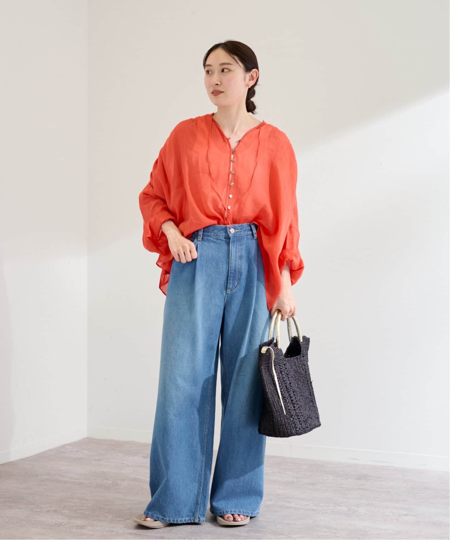 FRAMeWORK ☆美品☆ラミーリヨセルギャザークロップドブラウス