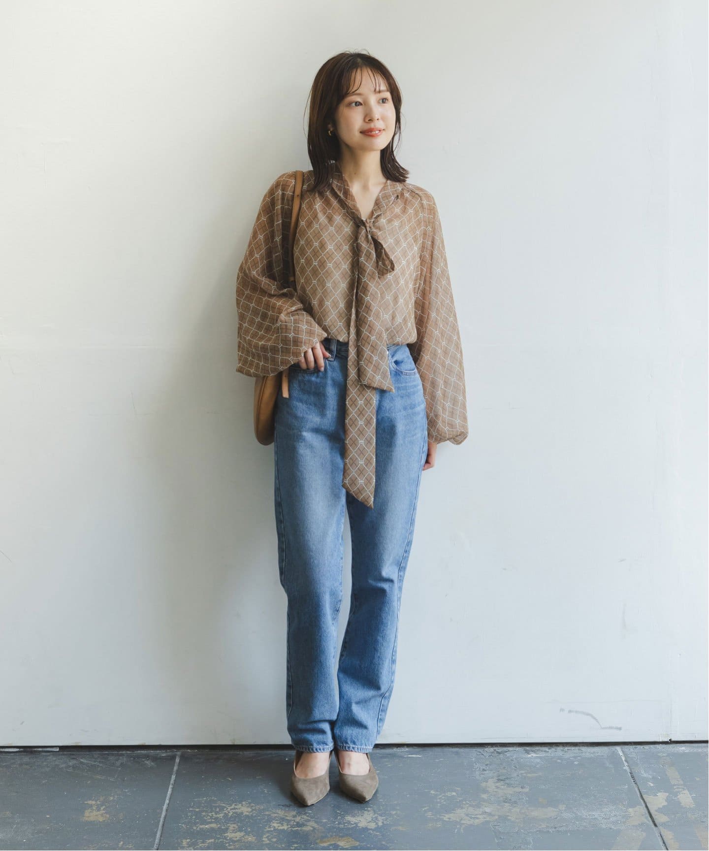 チェーンプリントエアリーボウタイブラウス（シャツ／ブラウス