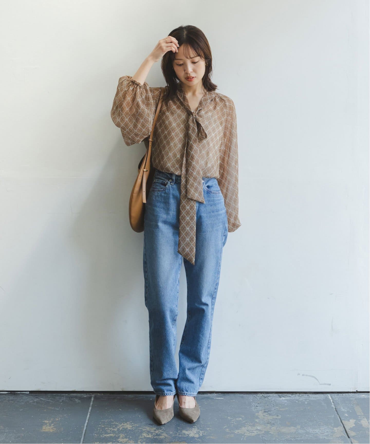 チェーンプリントエアリーボウタイブラウス（シャツ／ブラウス