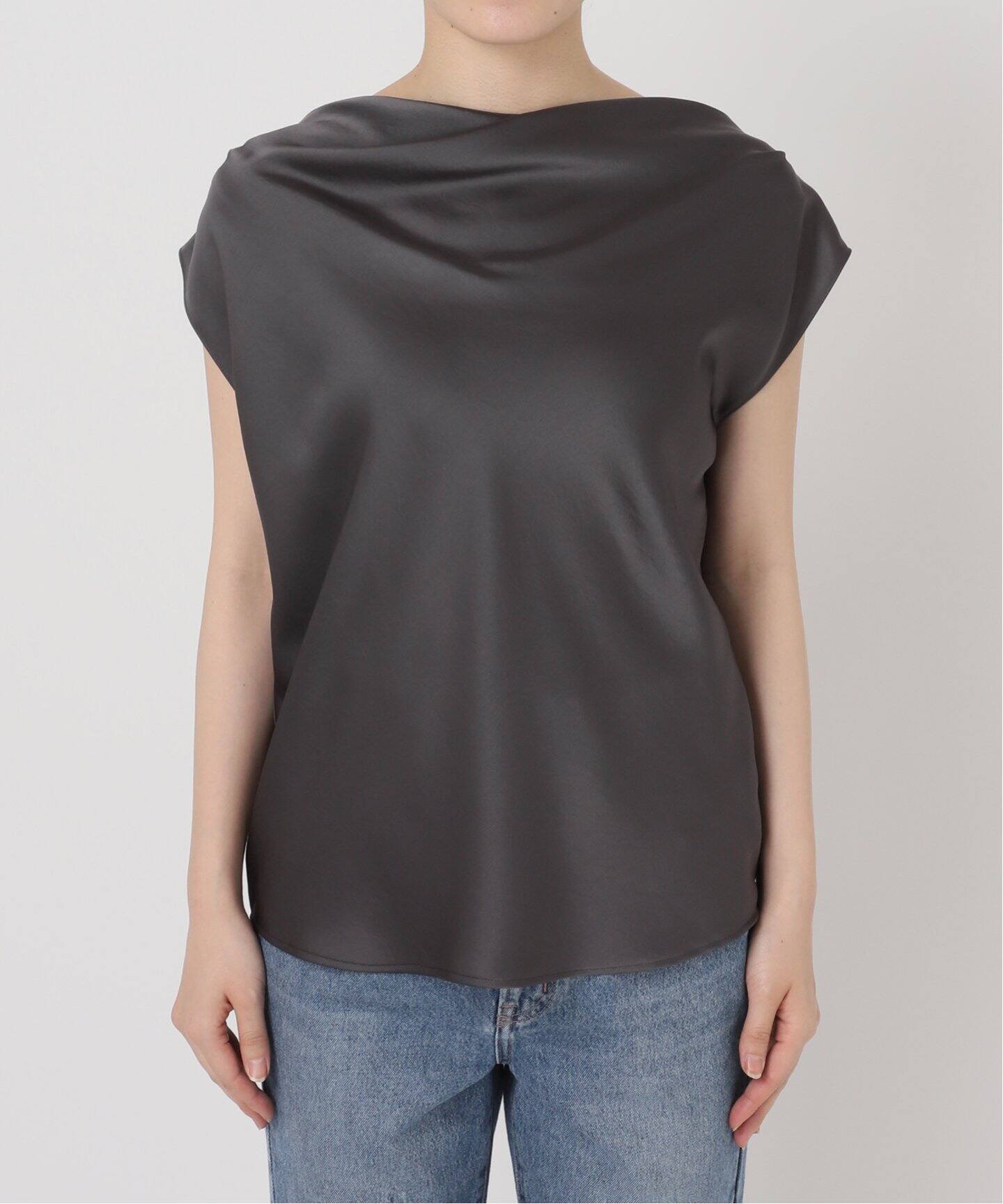 noble ドレープサテン2WAYブラウス グレー ドレープサテン2WAYブラウス（シャツ／ブラウス）｜NOBLE（ノーブル