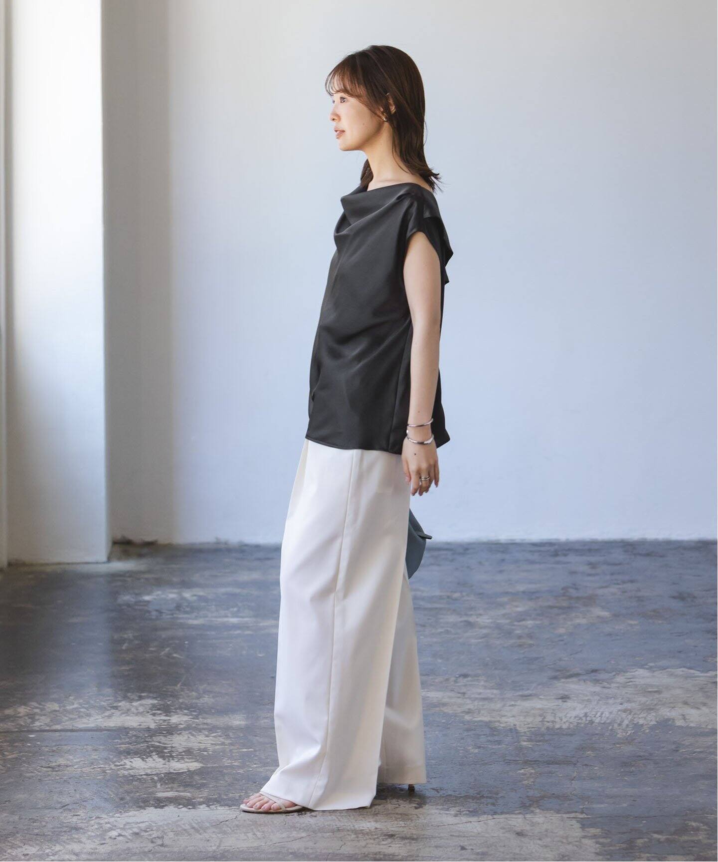 追加》ドレープサテン2WAYブラウス（シャツ／ブラウス）｜NOBLE