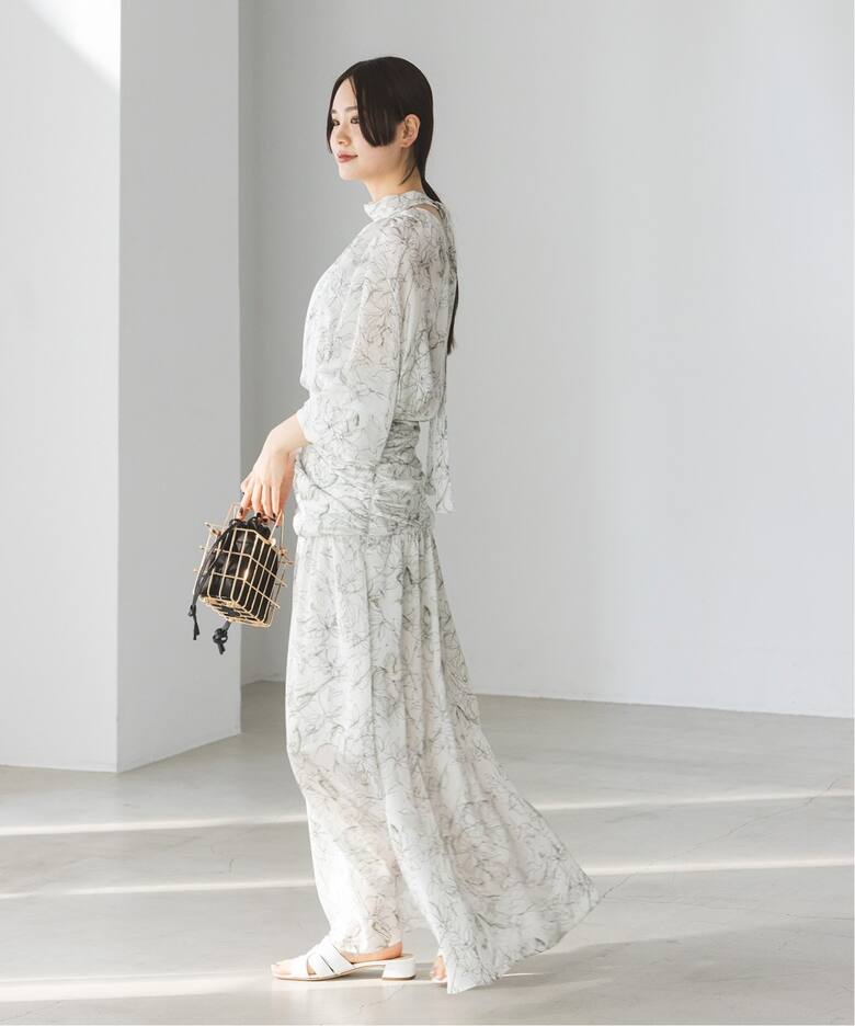 マーブルフラワーギャザーボウタイブラウス（シャツ／ブラウス  