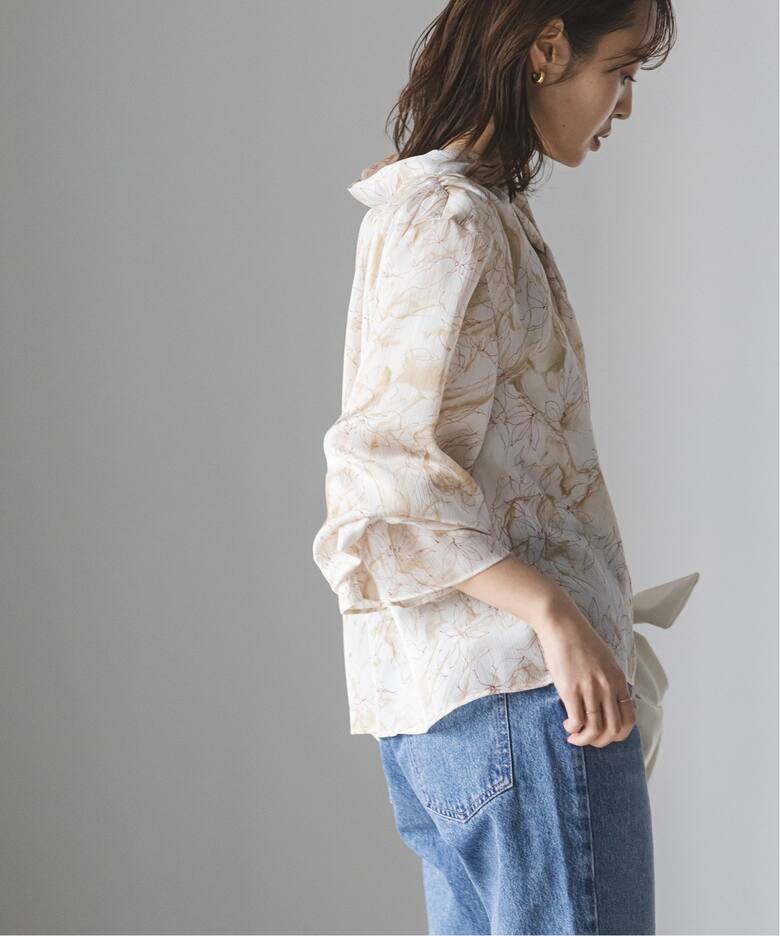 マーブルフラワーギャザーボウタイブラウス（シャツ／ブラウス  