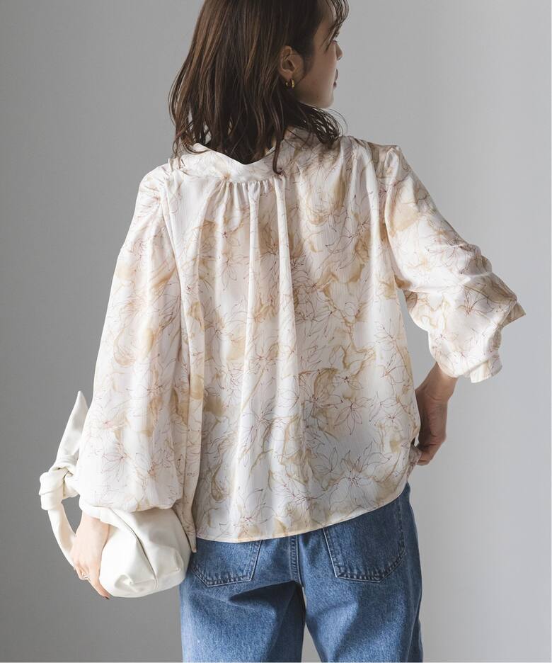 マーブルフラワーギャザーボウタイブラウス（シャツ／ブラウス  