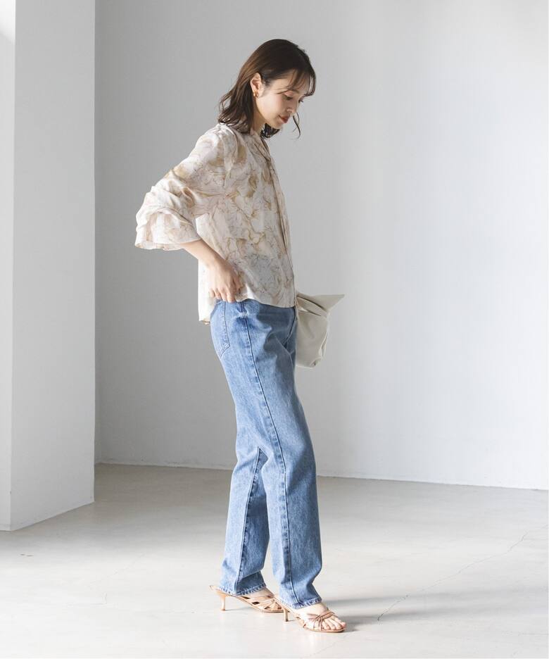 マーブルフラワーギャザーボウタイブラウス（シャツ／ブラウス  