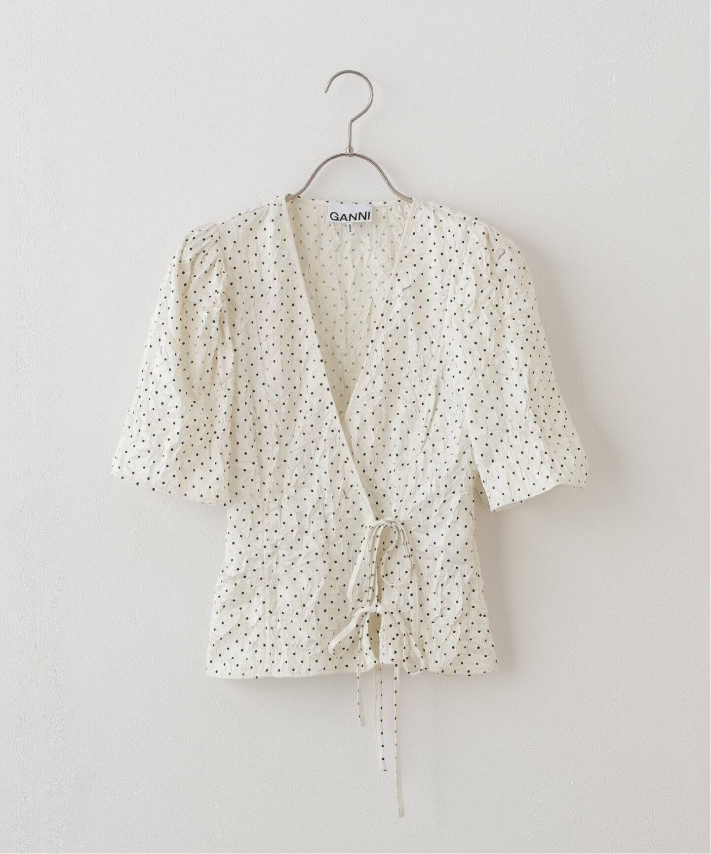 22SS GANNI ガニーChrinkled Satinシャツ