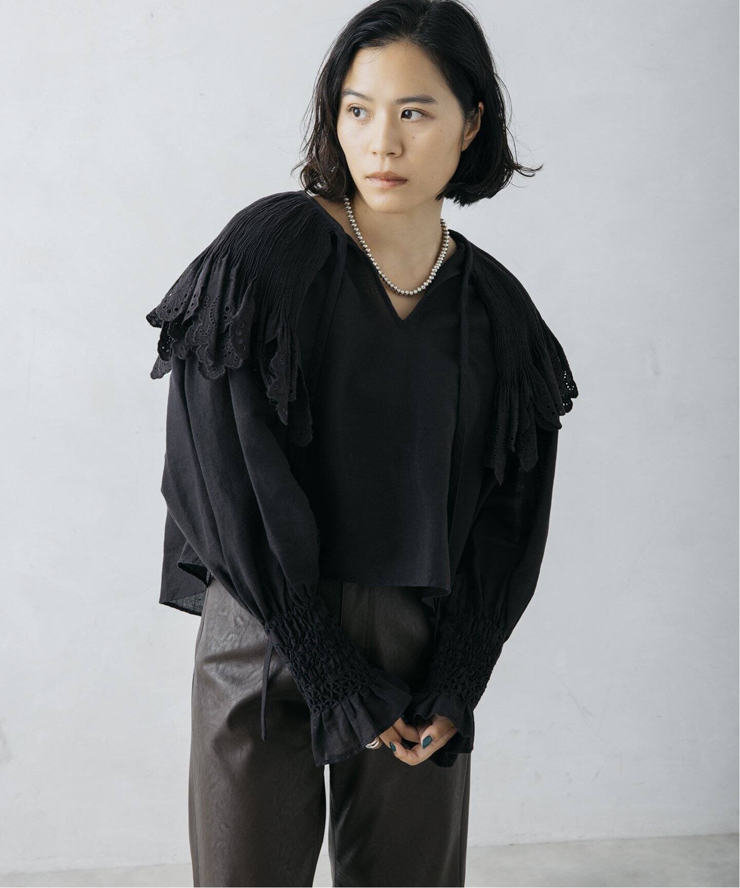 nude vintage×JOURNAL STANDARD】スモッキングカラーブラウス（シャツ 