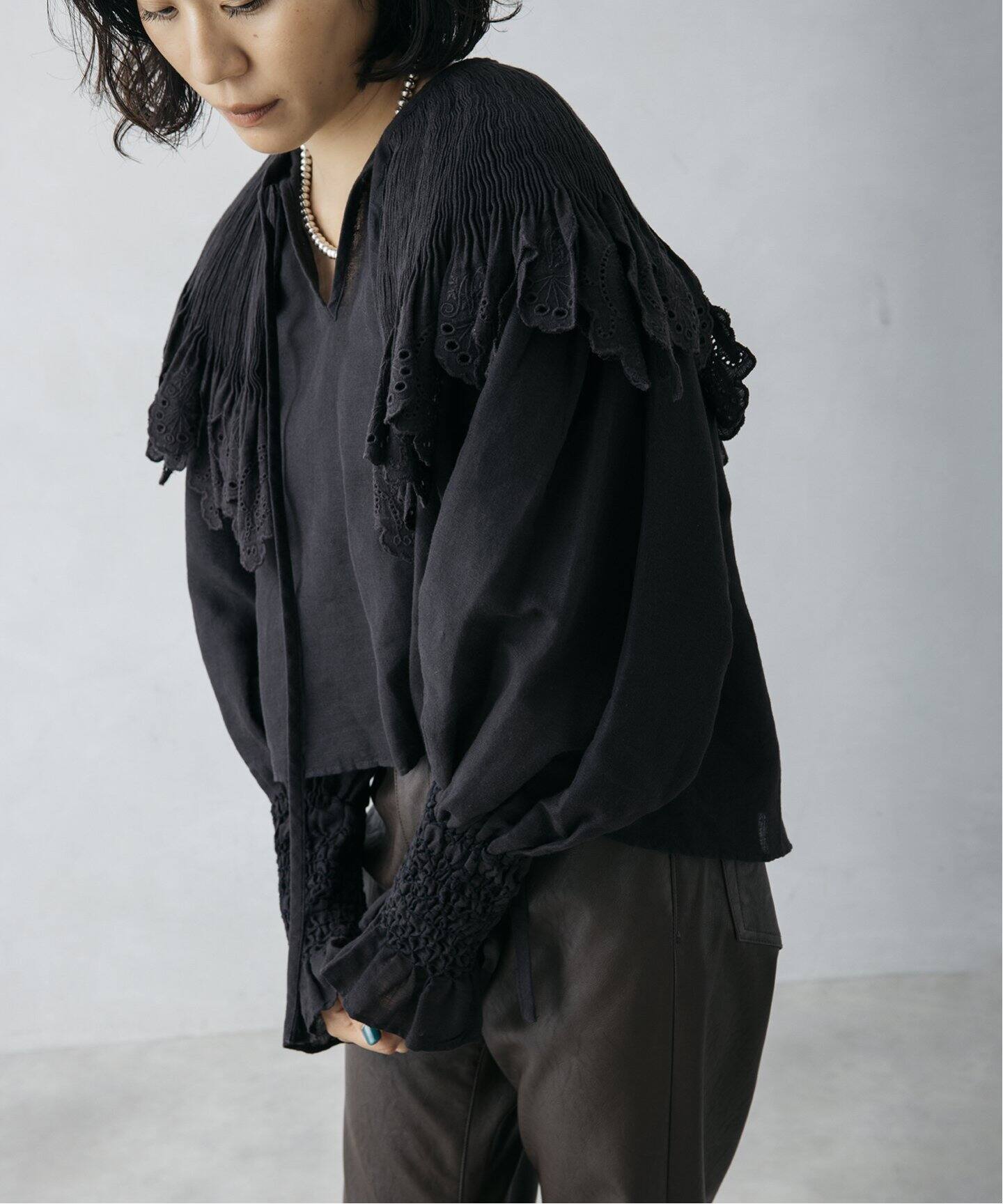 nude vintage×JOURNAL STANDARD】スモッキングカラーブラウス（シャツ 