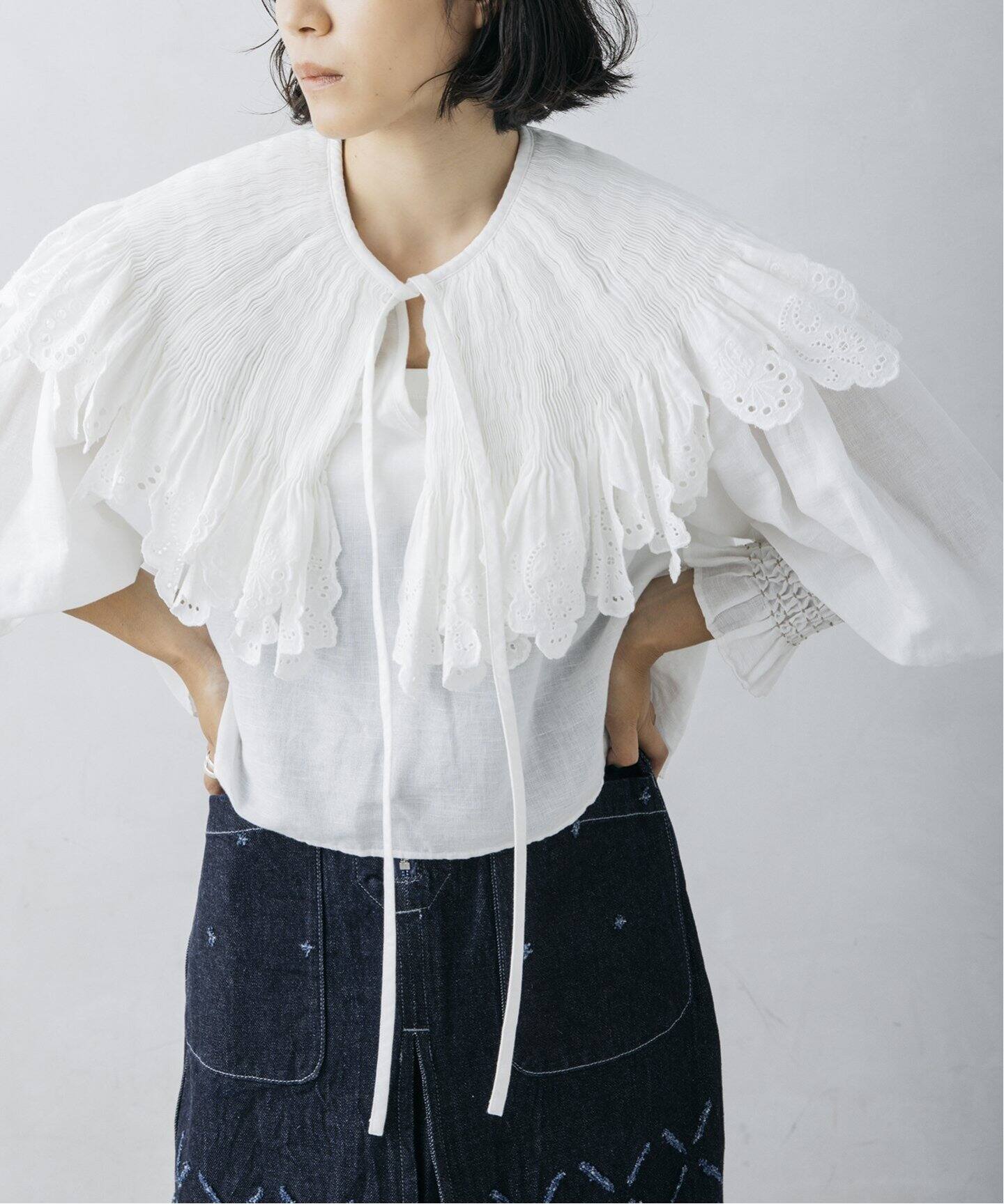 nude vintage×JOURNAL STANDARD】スモッキングカラーブラウス（シャツ 