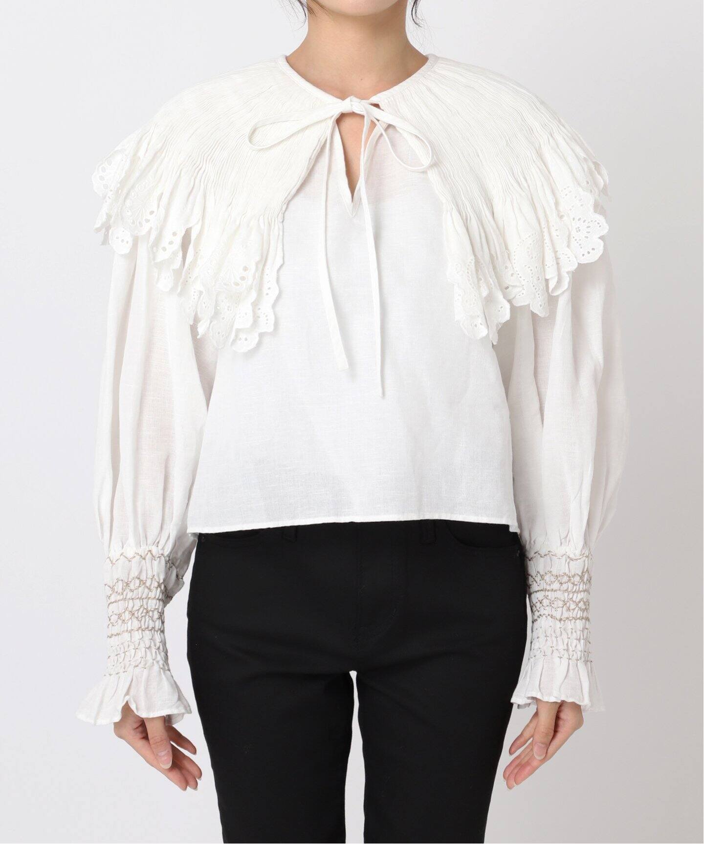 nude vintage×JOURNAL STANDARD】スモッキングカラーブラウス（シャツ  