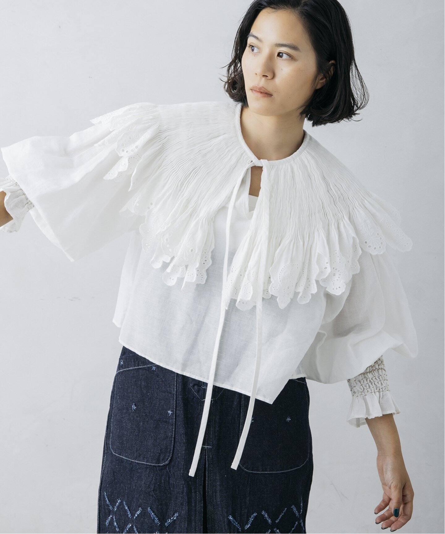 nude vintage×JOURNAL STANDARD】スモッキングカラーブラウス（シャツ  