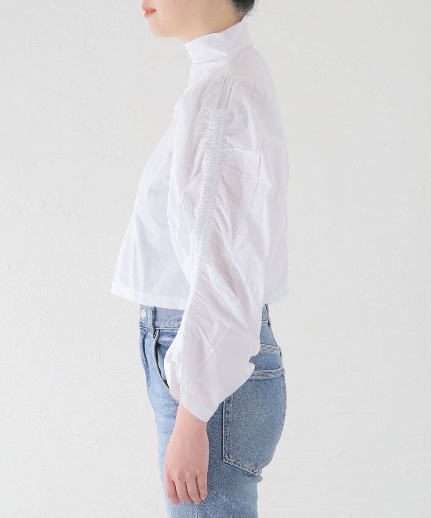 SEEALL/シーオール】 GATHER SLEEVE TOP:ブラウス（シャツ／ブラウス 