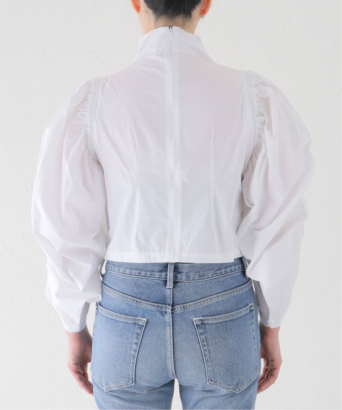 SEEALL/シーオール】 GATHER SLEEVE TOP:ブラウス（シャツ／ブラウス 