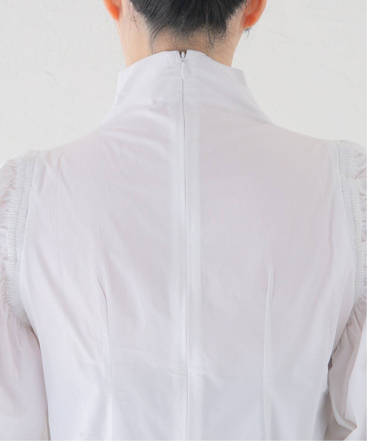 SEEALL/シーオール】 GATHER SLEEVE TOP:ブラウス（シャツ／ブラウス 