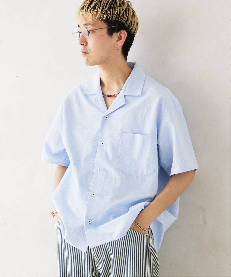 INDIA SHIRTINGS ステッチストライプオープンカラーシャツ（シャツ 