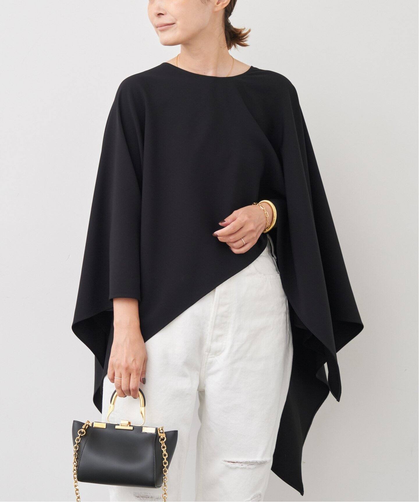 トリアセジョーゼット スクエアポンチョ（シャツ／ブラウス  