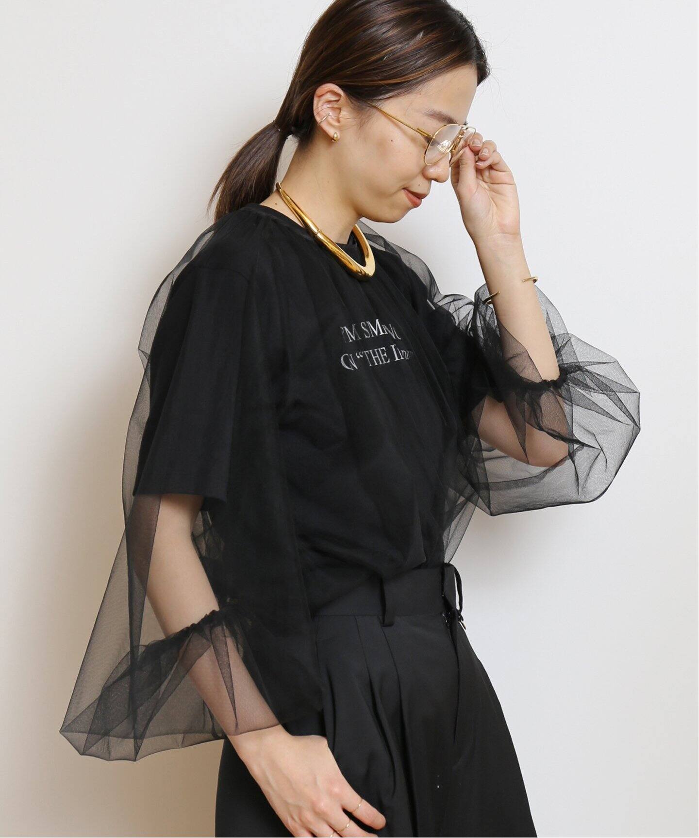 追加【Col Pierrot/コルピエロ】Tulle ブラウス（シャツ／ブラウス  