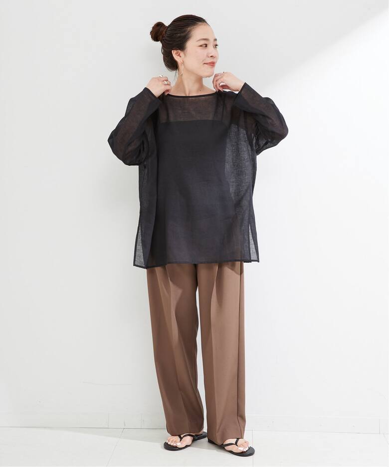 リネンコットン2WAYシアープルオーバー（シャツ／ブラウス）｜B.C  