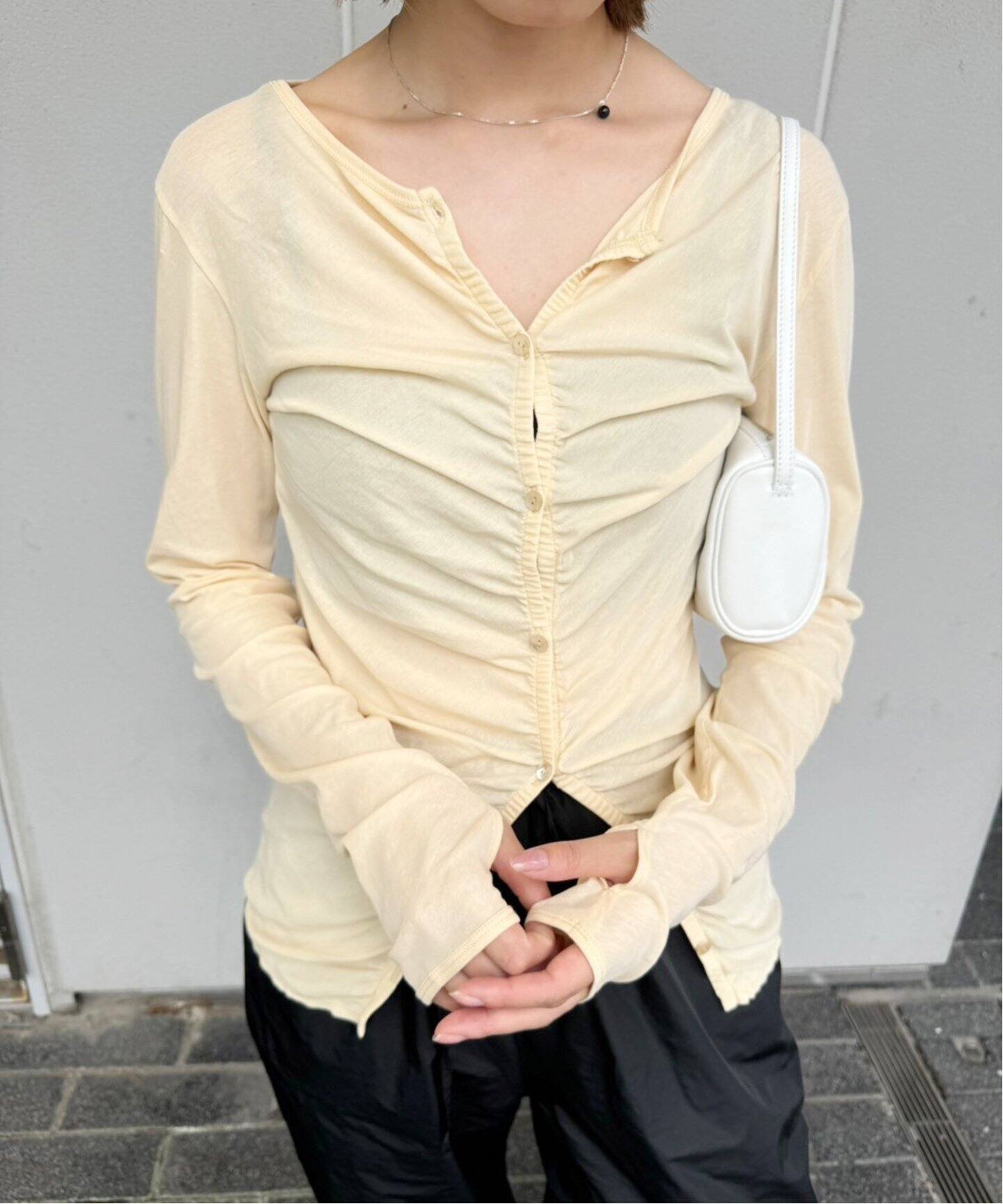 シアー ギャザー カーディガン（カーディガン）｜EDIT.FOR LULU  