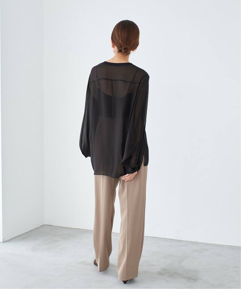 シアーシフォン リブネックブラウス（シャツ／ブラウス）｜IENA  