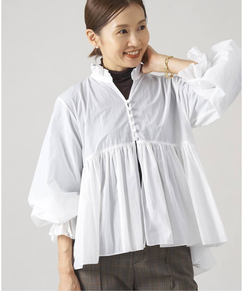 ライトタフタ ショートギャザーブラウス（シャツ／ブラウス）｜IENA  