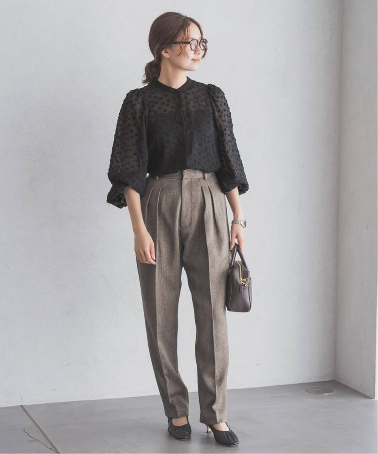 Mi*Trefle シアーギャザーブラウス ロングスリーブ（シャツ／ブラウス  