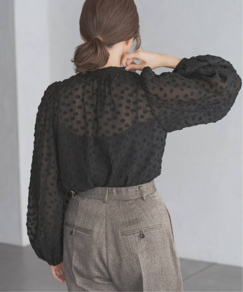 Mi*Trefle シアーギャザーブラウス ロングスリーブ（シャツ／ブラウス  