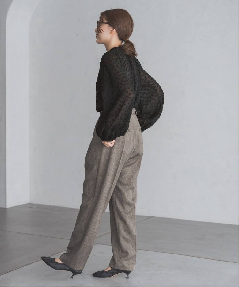 Mi*Trefle シアーギャザーブラウス ロングスリーブ（シャツ／ブラウス  