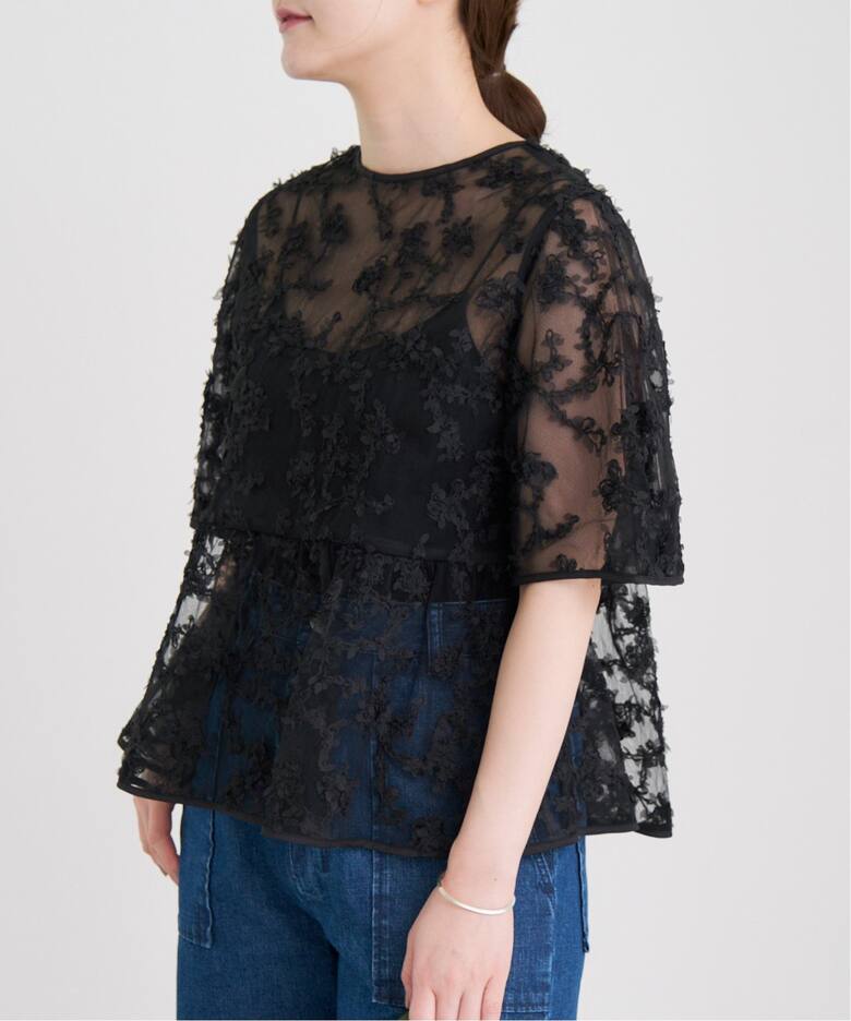 美品✨️ イエナ ブラウス スキッパー フレンチ レース フリー 黒 綿 